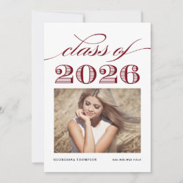 赤ヴィンテージクラス2025写真卒業 案内状