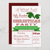 赤ヴィンテージクリスマス醜いセーターパーティー招待状 招待状 (正面/裏面)