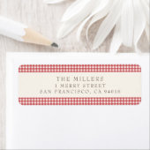 赤ヴィンテージジンガムクリスマス住所 シール (インサイチュ)