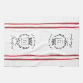 赤ヴィンテージスタイルフランスのサックと名前をカスタムする キッチンタオル
