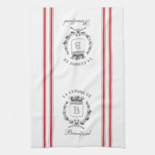 赤ヴィンテージスタイルフランスのサックと名前をカスタムする キッチンタオル (縦)