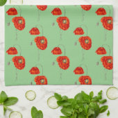 赤ヴィンテージスタイルポピー花キッチンタオル キッチンタオル (折り畳み)