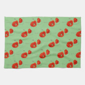 赤ヴィンテージスタイルポピー花キッチンタオル キッチンタオル (横)