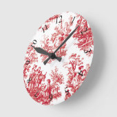 赤ヴィンテージトイル ラウンド壁時計 (傾斜)