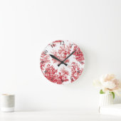 赤ヴィンテージトイル ラウンド壁時計 (ホーム)