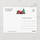 赤ヴィンテージトラクタークリスマスツリー保存日 ポストカード (裏面)