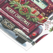 赤ヴィンテージトラックのクリスマスデコレーション ショートテーブルランナー (コーナー)