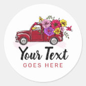 赤ヴィンテージトラック&フラワーカワイトカントリーフローラ ラウンドシール (正面)