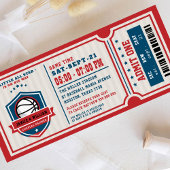 赤ヴィンテージバスケットボールチケットカップル赤ちゃんシャワー 招待状