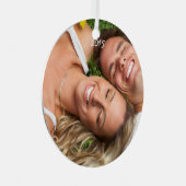 赤ヴィンテージバードクリスマスフォトブラウンのノート メタルオーナメント (正面右)