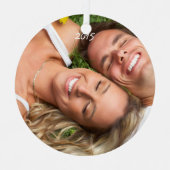 赤ヴィンテージバードクリスマスフォトブラウンのノート メタルオーナメント (正面)