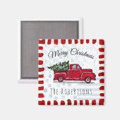 赤ヴィンテージパーソナライズされた車 マグネット (正面/裏面)