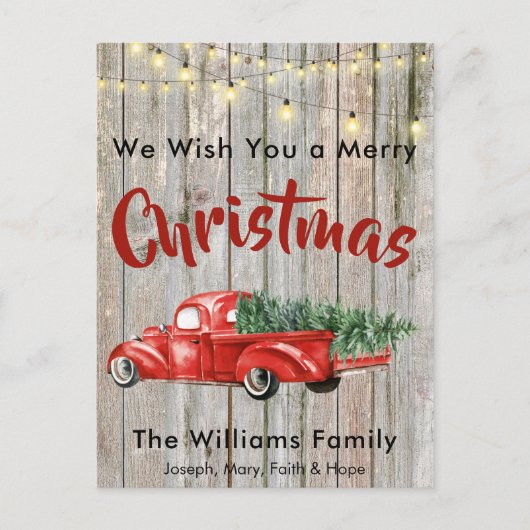 赤ヴィンテージピックトラック素朴バーンウッド名 シーズンポストカード (正面)