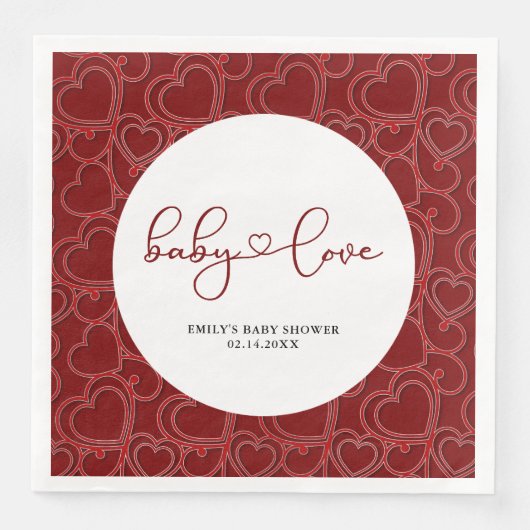 赤ヴィンテージベビーラブバレンタインデイベイビーシャワー (正面)