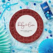 赤ヴィンテージベビーラブバレンタインデイベイビーシャワー ペーパープレート (パーティー)