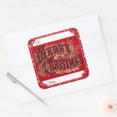 赤ヴィンテージメリークリスマスギフトラベルシール スクエアシール (封筒)