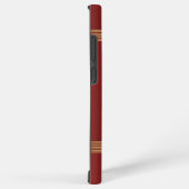 赤ヴィンテージレザーテクスチャ金ゴールドストライプ SAMSUNG GALAXYケース (右側面)