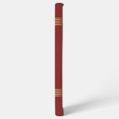 赤ヴィンテージレザーテクスチャ金ゴールドストライプ SAMSUNG GALAXYケース (左側面)