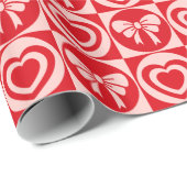 赤ヴィンテージレトロハートアンドボーズバレンタインデー ラッピングペーパー (ロールコーナー)