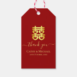 赤ヴィンテージ中国ののハートの二重の幸福 ギフトタグ
