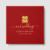 赤ヴィンテージ中国ののハートの二重の幸福 ゲストブック (正面)