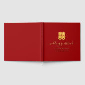 赤ヴィンテージ中国ののハートの二重の幸福 ゲストブック (全面)