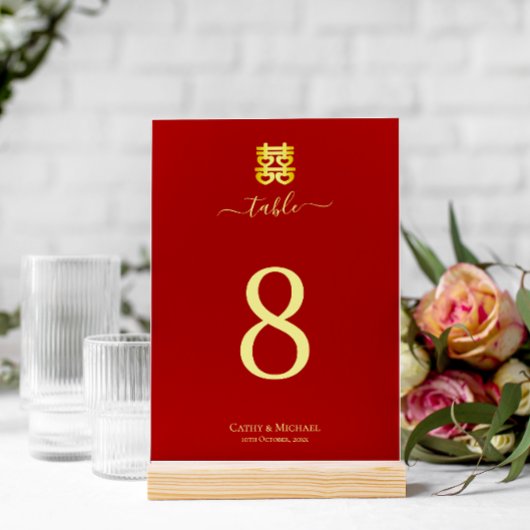 赤ヴィンテージ中国ののハートの二重の幸福 テーブルナンバー