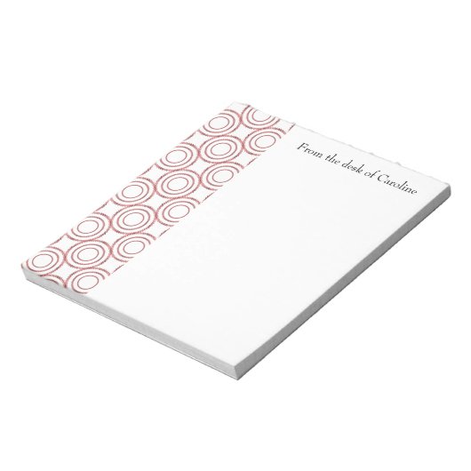 赤ヴィンテージ円パターパーソナライズされたメモ帳 ノートパッド (回転)