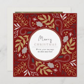 赤ヴィンテージ植物枠クリスマスフォトカード シーズンカード (正面/裏面)