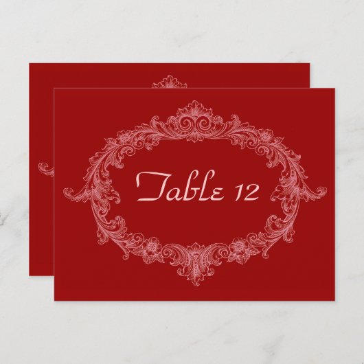 赤ヴィンテージ楕円形ウェディングレセプションテーブル番号 ポストカード (正面/裏面)