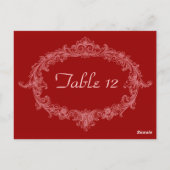 赤ヴィンテージ楕円形ウェディングレセプションテーブル番号 ポストカード (裏面)