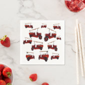 赤ヴィンテージ消防車の模様 スタンダードカクテルナプキン (インサイチュ)