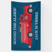 赤ヴィンテージ消防車/消防車パーティー 横断幕 (縦)