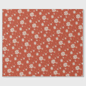 赤ヴィンテージ素朴スノーフレーククリスマス ラッピングペーパー (フラット)