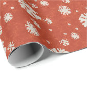 赤ヴィンテージ素朴スノーフレーククリスマス ラッピングペーパー (ロールコーナー)