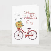 赤ヴィンテージ自転車バレンタインカード カード (正面)