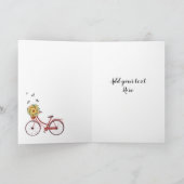 赤ヴィンテージ自転車バレンタインカード カード (内部)