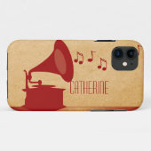 赤ヴィンテージ蓄音機BT ID iPhone 5ケース Case-Mate iPhoneケース (裏面(横))