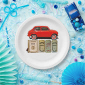赤ヴィンテージ車 ペーパープレート (パーティー)