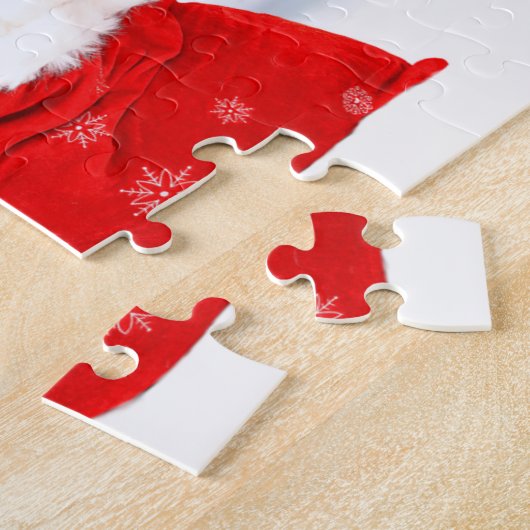 赤ヴィンテージ車,松の森,ギフト,クリスマス ジグソーパズル (側面)