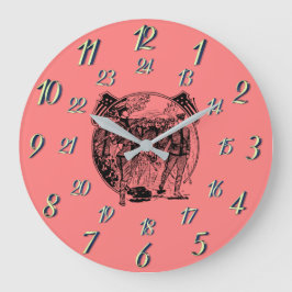 赤ヴィンテージ軍隊時間 ラージ壁時計