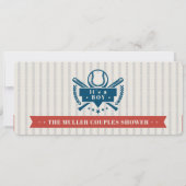 赤ヴィンテージ野球チケットカップル赤ちゃんシャワー 招待状 (裏面)