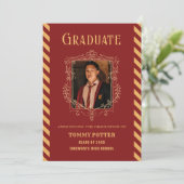 赤ヴィンテージ魔法写真卒業 招待状 (スタンド正面)