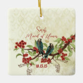 赤ヴィンテージ鳥メイド・オブ・オーナー(花嫁付き添い人)オーナメント セラミックオーナメント (正面)