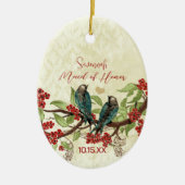 赤ヴィンテージ鳥メイド・オブ・オーナー（花嫁付き添い人）オーナメント セラミックオーナメント (正面)
