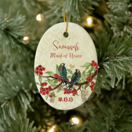 赤ヴィンテージ鳥メイド・オブ・オーナー（花嫁付き添い人）オーナメント セラミックオーナメント