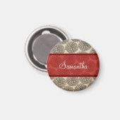 赤ヴィンテージ《植物》百日草磁石 マグネット (正面/裏面)