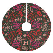 赤一線芸術的スケッチ模様モノグラム ブラッシュドポリエステルツリースカート (正面)