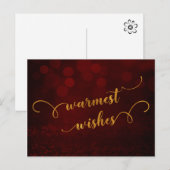 赤上のフェイクな金ゴールドのタイポグラフィ"最も暖かい願い" シーズンポストカード (正面/裏面)