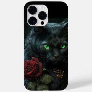 赤不気味いバラの水色の黒独身の猫 Case-Mate iPhone 14 PRO MAXケース